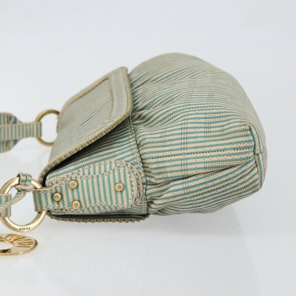 FENDI Zucca Canvas Chef bag Shoulder Bag Blue Gold Auth - Picture 5 of 16